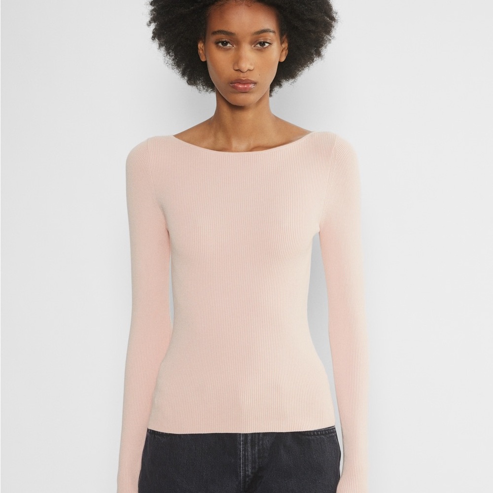 Aritzia Wilfred Marie Boat Neck Sweater in Bow Pink - Sz S